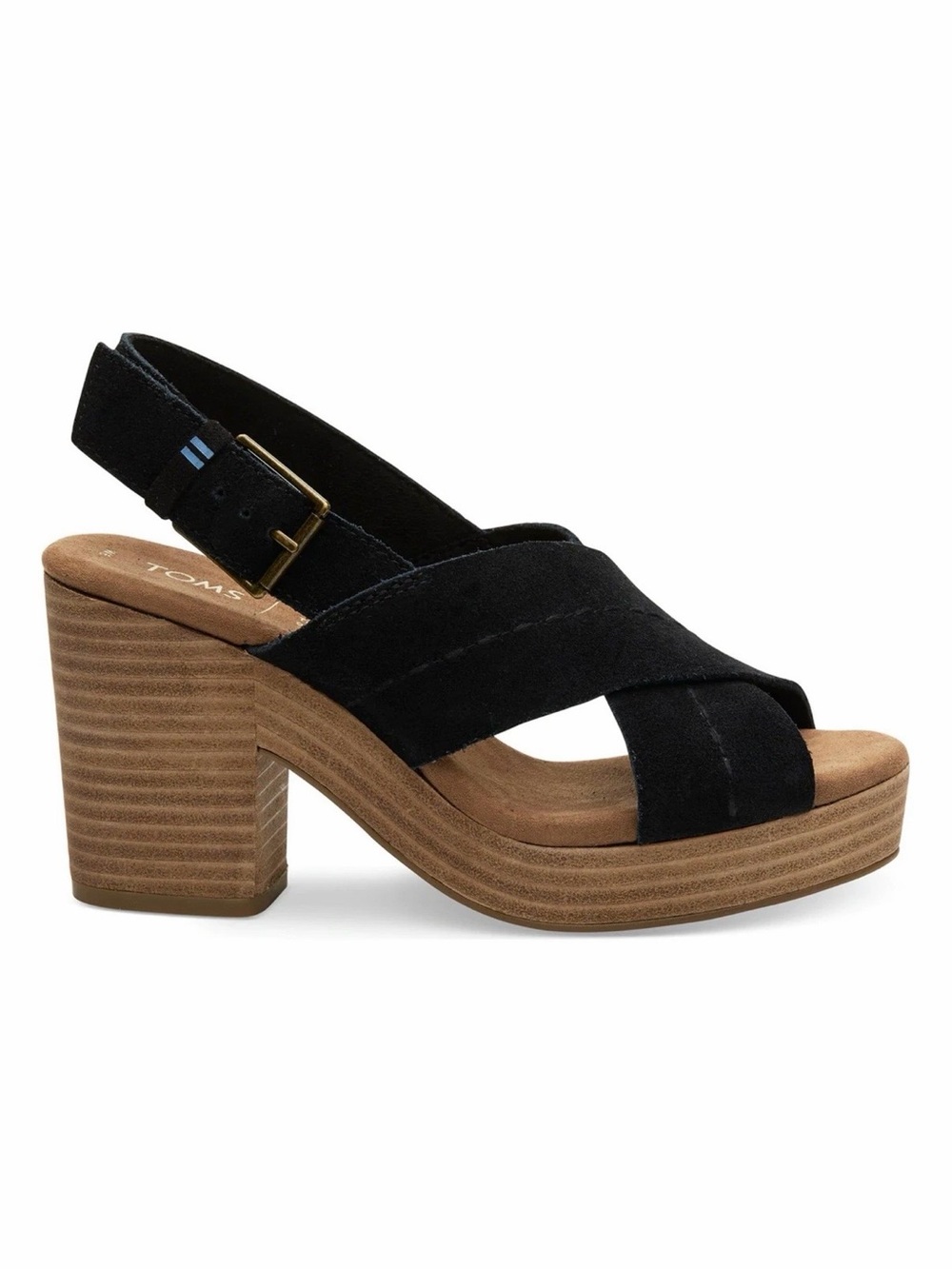 Toms Women's Ibiza Black Suede Crisscross Slingback Wedge Sandals Size 7.5